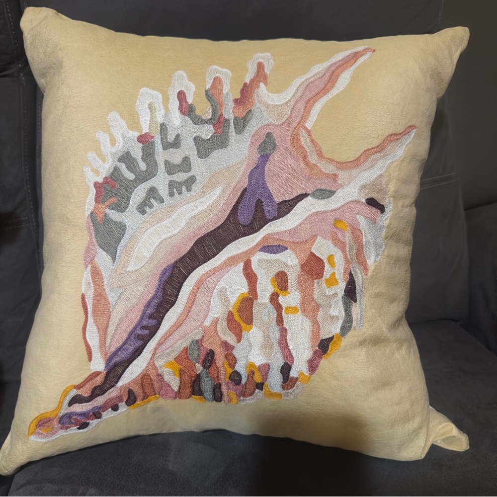 ANKASA Luxury Silk Embroidered Sea Shell PILLOW COVER ONLY - 20x19